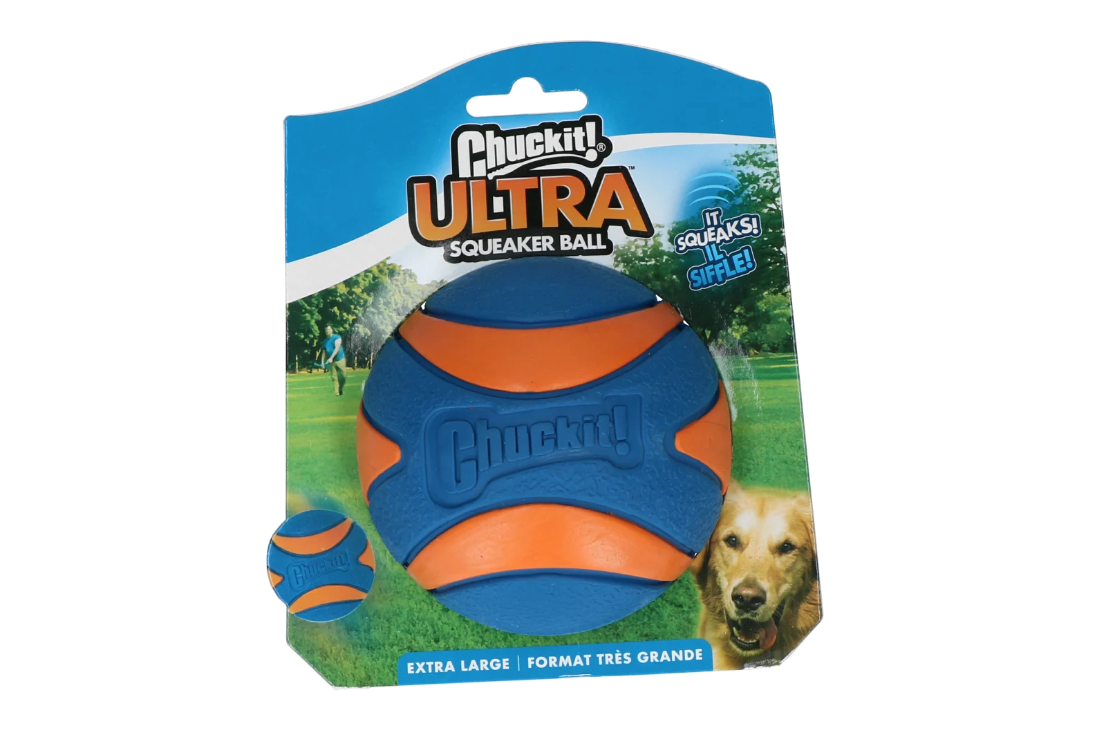 Hundeball mit Quietscher aus Gummi, XL 9 cm, 1 Stück – Chuckit! Ultra Squeaker Ball – Bild 1