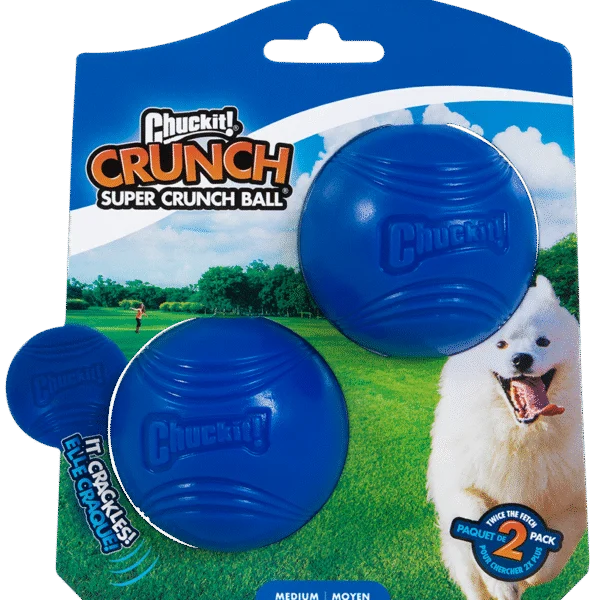Hundeball mit Knistergeräusch M, ø 6 cm, 2 Stück – Chuckit! Super Crunch Ball
