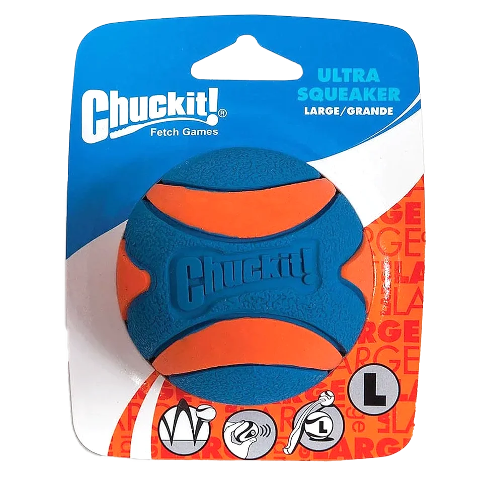 Hundeball mit Quietscher aus Gummi L, ø 7 cm, 1 Stück – Chuckit! Ultra Squeaker Ball – Bild 1