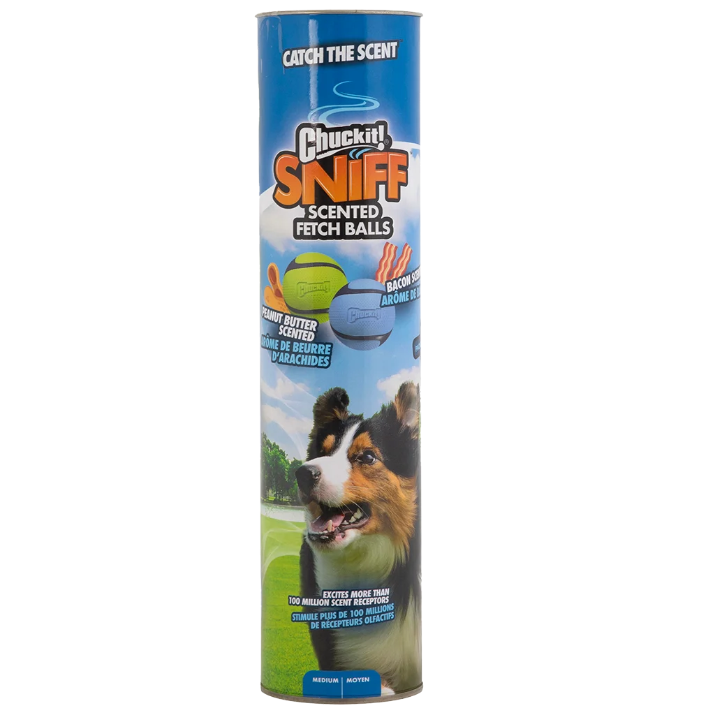 CHUC60114.png Hundebälle mit Bacon und Erdnussbutterduft, 4 Stück – Chuckit! Sniff Fetch Ball Bacon & Peanut Butter M – Bild 1