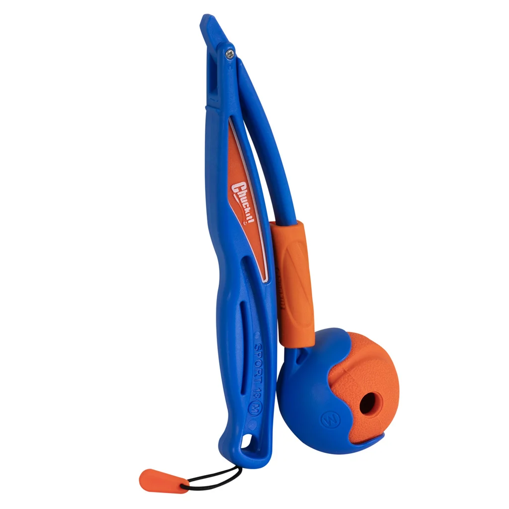 Ballwerfer mit Gummiball, zusammenklappbar, 46 cm ausgeklappt – Chuckit! Fetch & Fold Launcher Mini – Bild 2