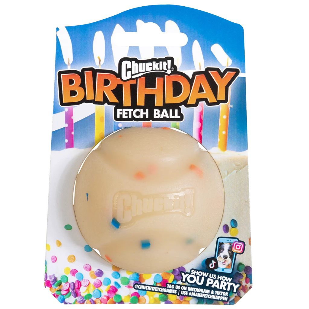 Hundeball mit Vanilleduft, M 6 cm – Chuckit! Birthday Fetch Ball – Bild 1