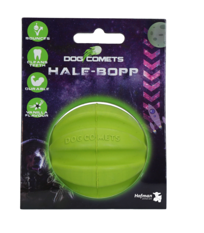 Hundeball aus Naturkautschuk mit Rillen, 6 cm, Grün – Dog Comets Hale Bopp