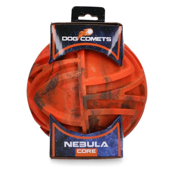 Apportierball mit Relief und unvorhersehbarem Sprungverhalten, Orange, Ø 18 cm – Dog Comets Nebula Core