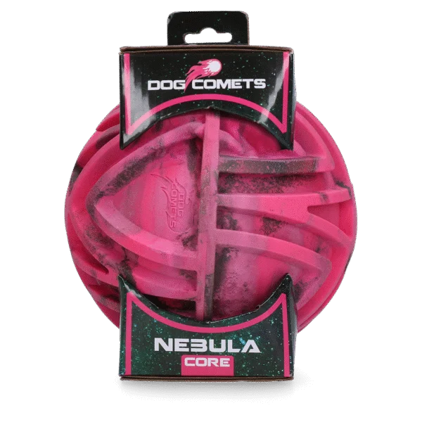 Apportierball mit Relief und unvorhersehbarem Sprungverhalten, Rosa, Ø 18 cm – Dog Comets Nebula Core