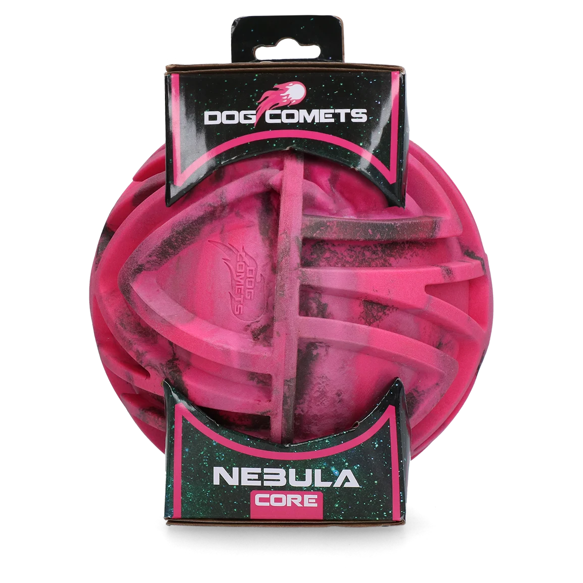 Apportierball mit Relief und unvorhersehbarem Sprungverhalten, Rosa, Ø 18 cm – Dog Comets Nebula Core – Bild 1