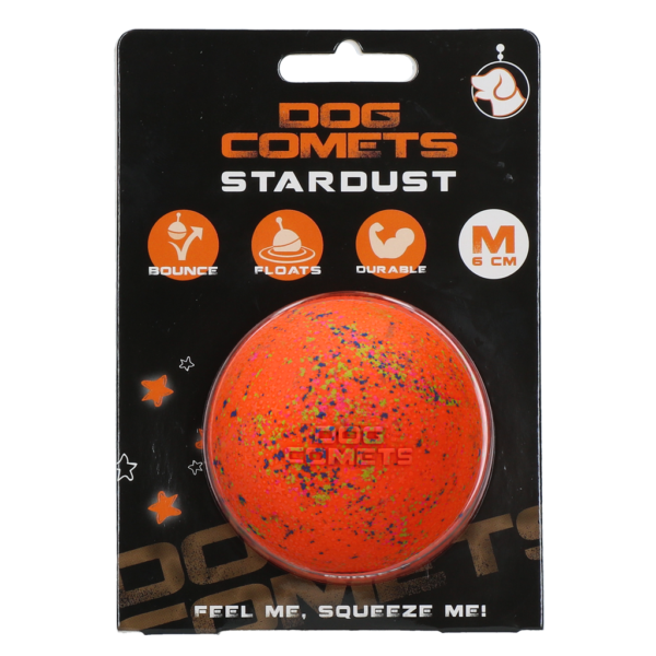 Hundeball aus Gummi M, 6 cm, Orange – Dog Comets Stardust
