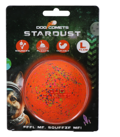 Hundeball aus Gummi L, 7,5 cm, Orange – Dog Comets Stardust