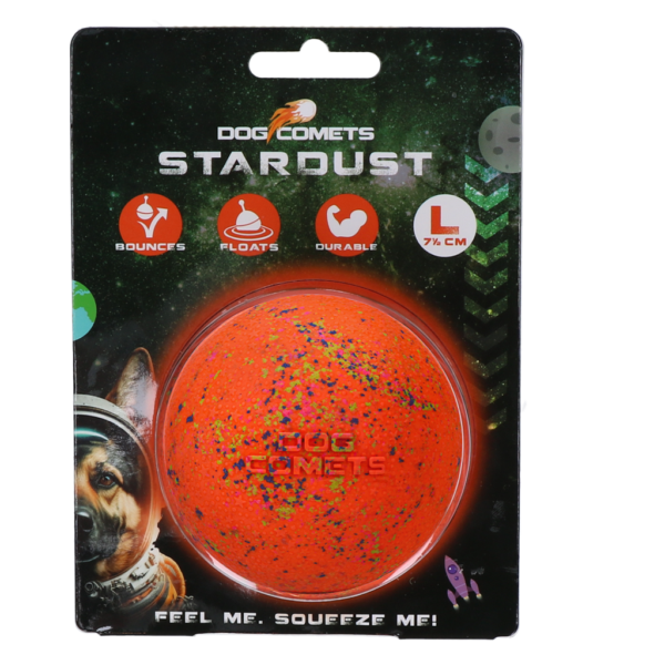Hundeball aus Gummi L, 7,5 cm, Orange – Dog Comets Stardust
