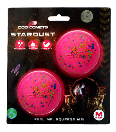 Hundeball aus Gummi, Rosa M, 6 cm, 2 Stück – Dog Comets Stardust
