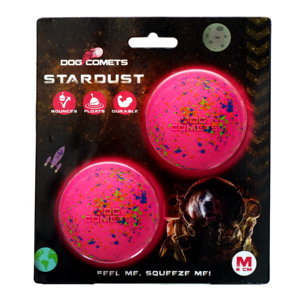 Hundeball aus Gummi, Rosa M, 6 cm, 2 Stück – Dog Comets Stardust