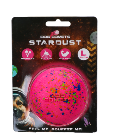 Hundeball aus Gummi, Rosa L, 7,5 cm – Dog Comets Stardust