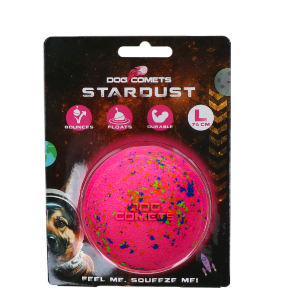 Hundeball aus Gummi, Rosa L, 7,5 cm – Dog Comets Stardust