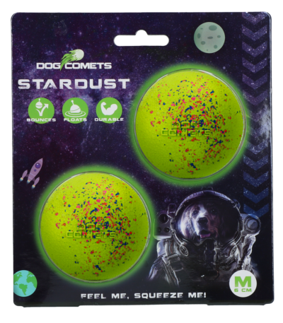 Hundeball aus Gummi M, 6 cm, Grün, 2 Stück – Dog Comets Stardust