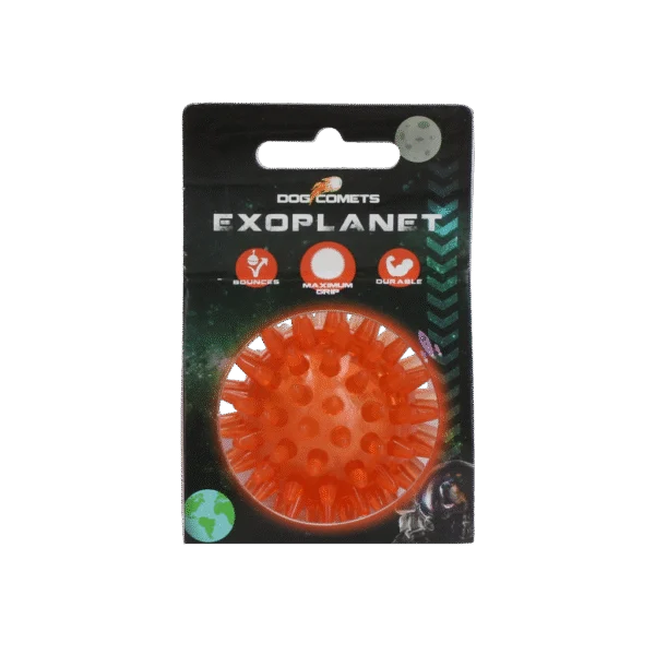 Hundeball mit Noppen und Quietscher, S 5 cm, Orange – Dog Comets Exoplanet