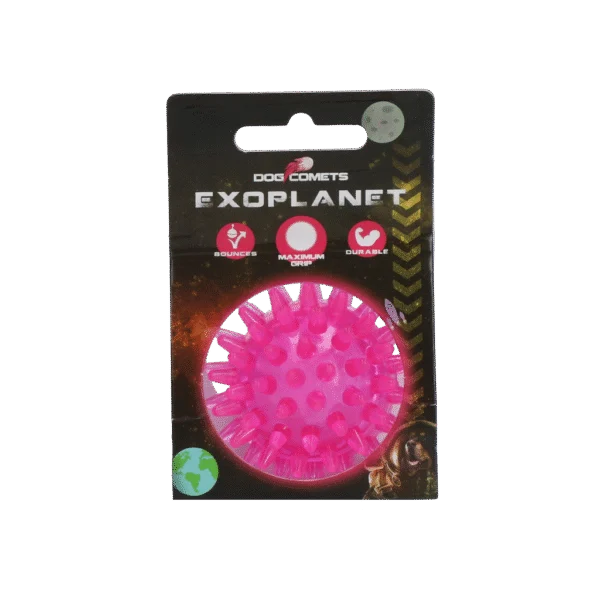 Hundeball mit Noppen und Quietscher, S 5 cm, Rosa – Dog Comets Exoplanet