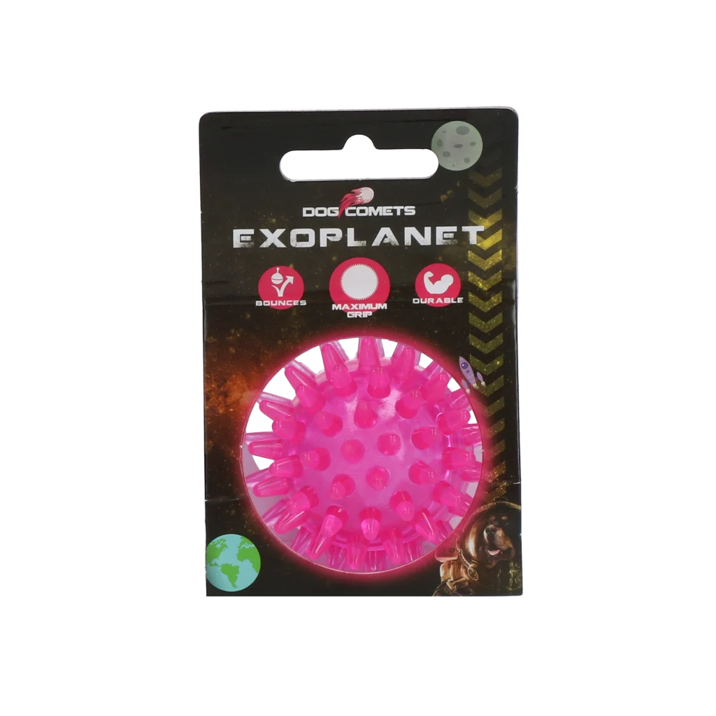 Hundeball mit Noppen und Quietscher, S 5 cm, Rosa – Dog Comets Exoplanet – Bild 1