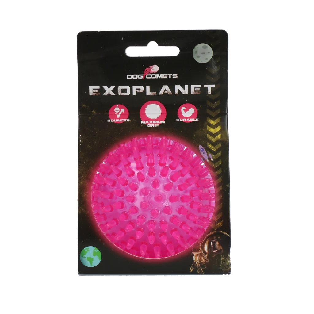 Hundeball mit Stacheln und Quietsche, M 8 cm, Rosa – Dog Comets Exoplanet – Bild 1