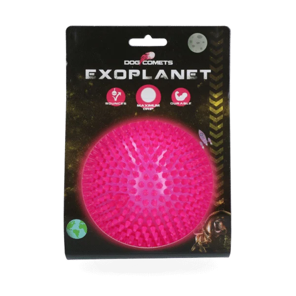 Hundeball mit Noppen und Quietscher, L 10,5 cm, Rosa – Dog Comets Exoplanet