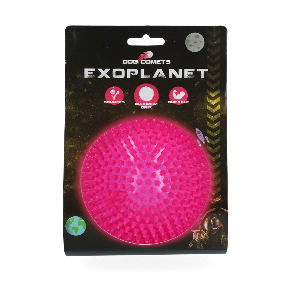 Hundeball mit Noppen und Quietscher, L 10,5 cm, Rosa – Dog Comets Exoplanet – Bild 1