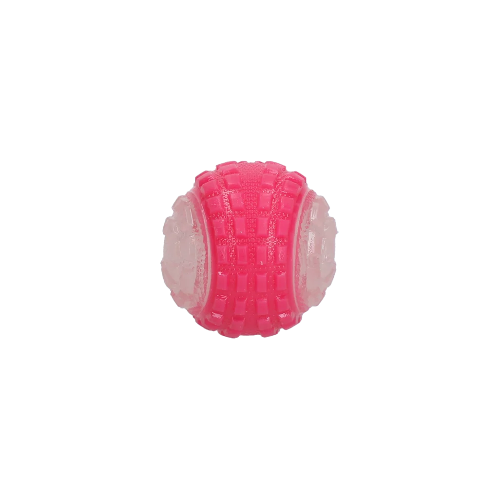 Hundeball mit Leuchtelement und Quietscher S, 5 cm, Rosa – Dog Comets Glow In The Dark Moon Bal – Bild 3