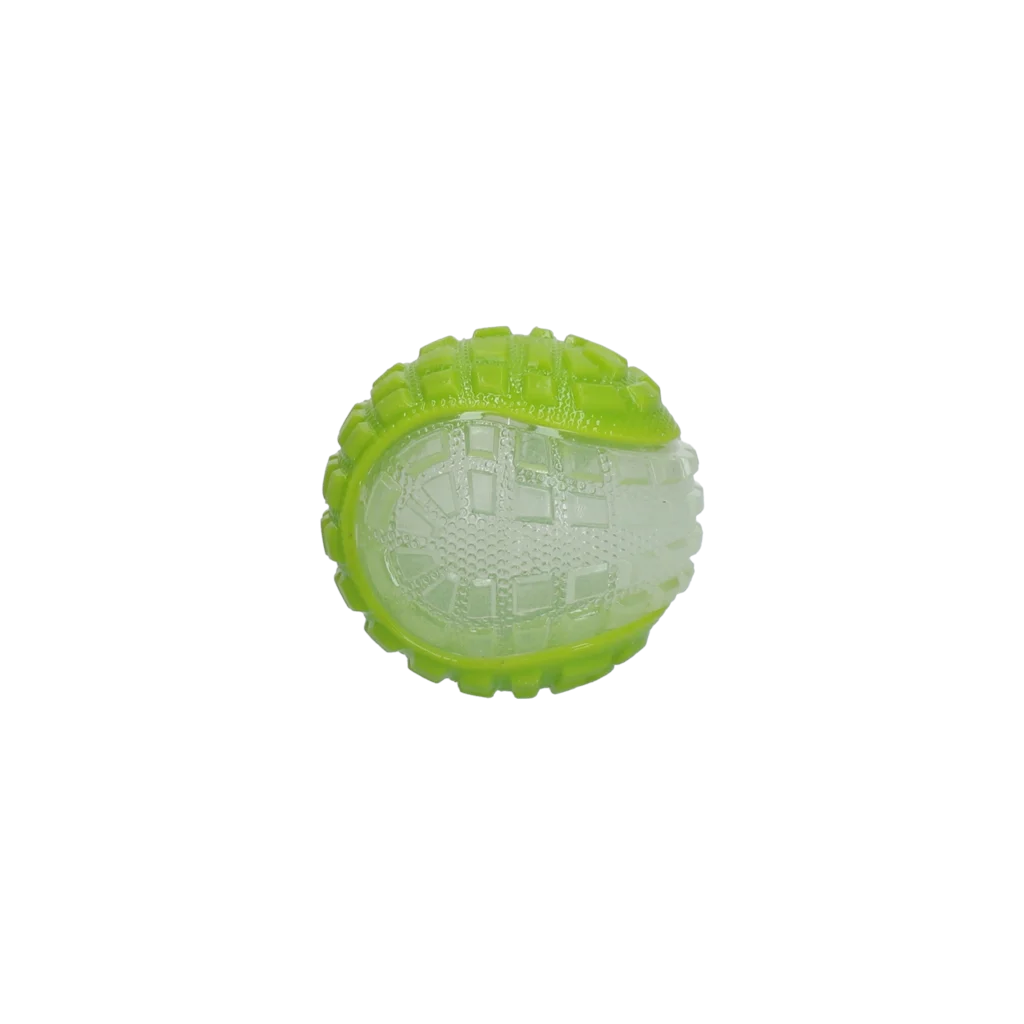 Hundeball mit Leuchtteil und Quietscher S, 5 cm, Grün – Dog Comets Glow In The Dark Moon Ball – Bild 2
