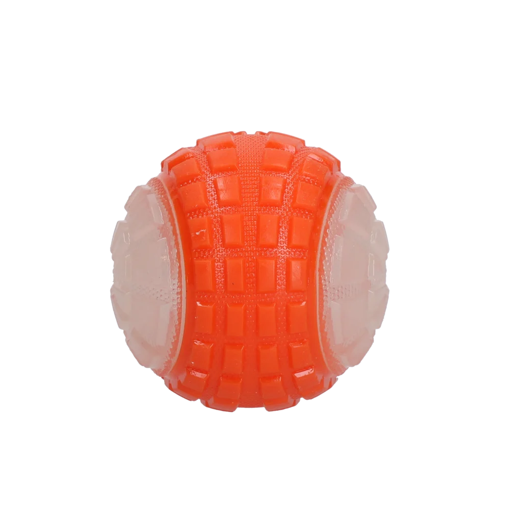Leuchtender Hundeball mit Quietscher, M 7,5 cm, Orange – Dog Comets Glow In The Dark Moon Ball – Bild 3