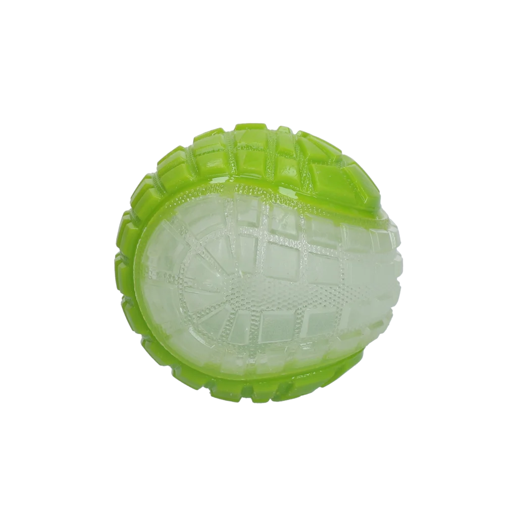 Leuchtender Hundeball mit Quietscher, M 7,5 cm, Grün – Dog Comets Glow In The Dark Moon Ball – Bild 2