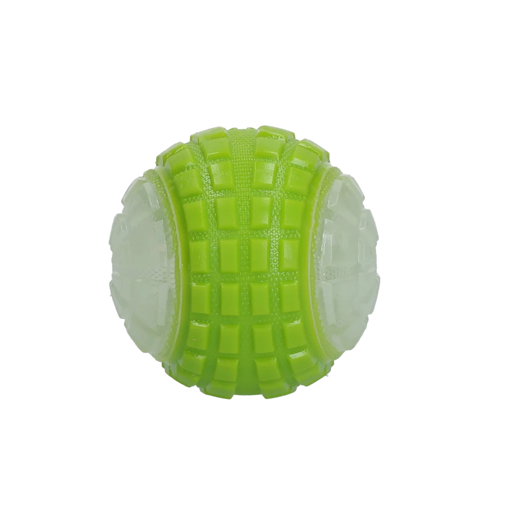 Leuchtender Hundeball mit Quietscher, M 7,5 cm, Grün – Dog Comets Glow In The Dark Moon Ball – Bild 3