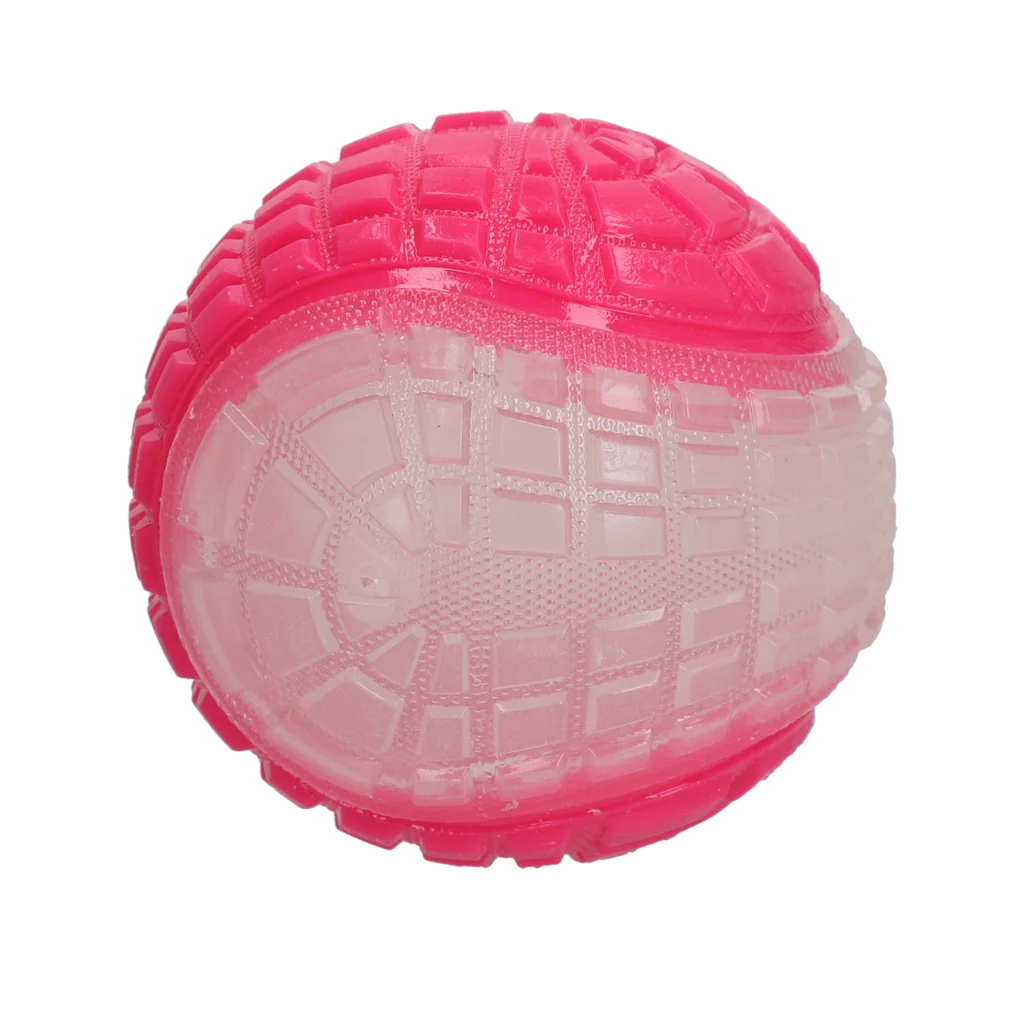 Leuchtender Hundeball mit Quietscher, L 10 cm, Rosa – Dog Comets Glow In The Dark Moon Ball – Bild 2