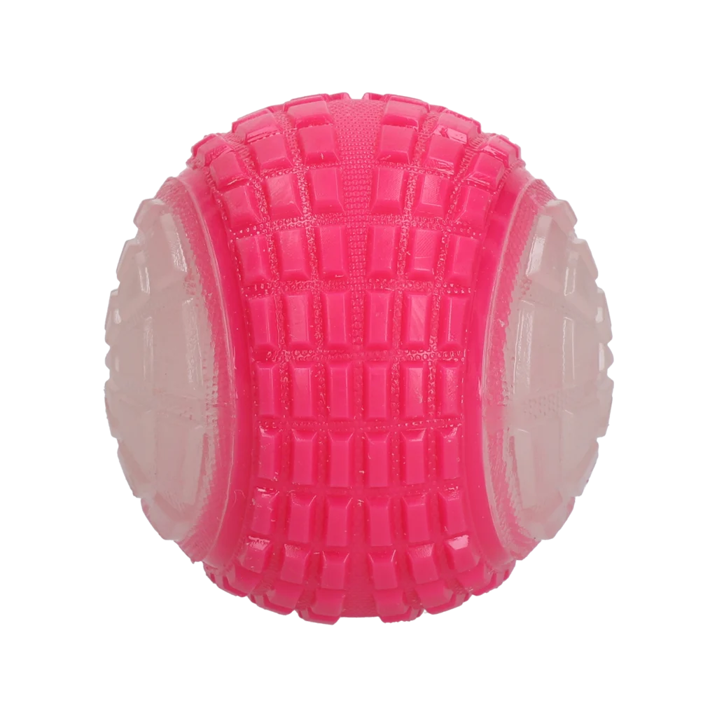 Leuchtender Hundeball mit Quietscher, L 10 cm, Rosa – Dog Comets Glow In The Dark Moon Ball – Bild 3
