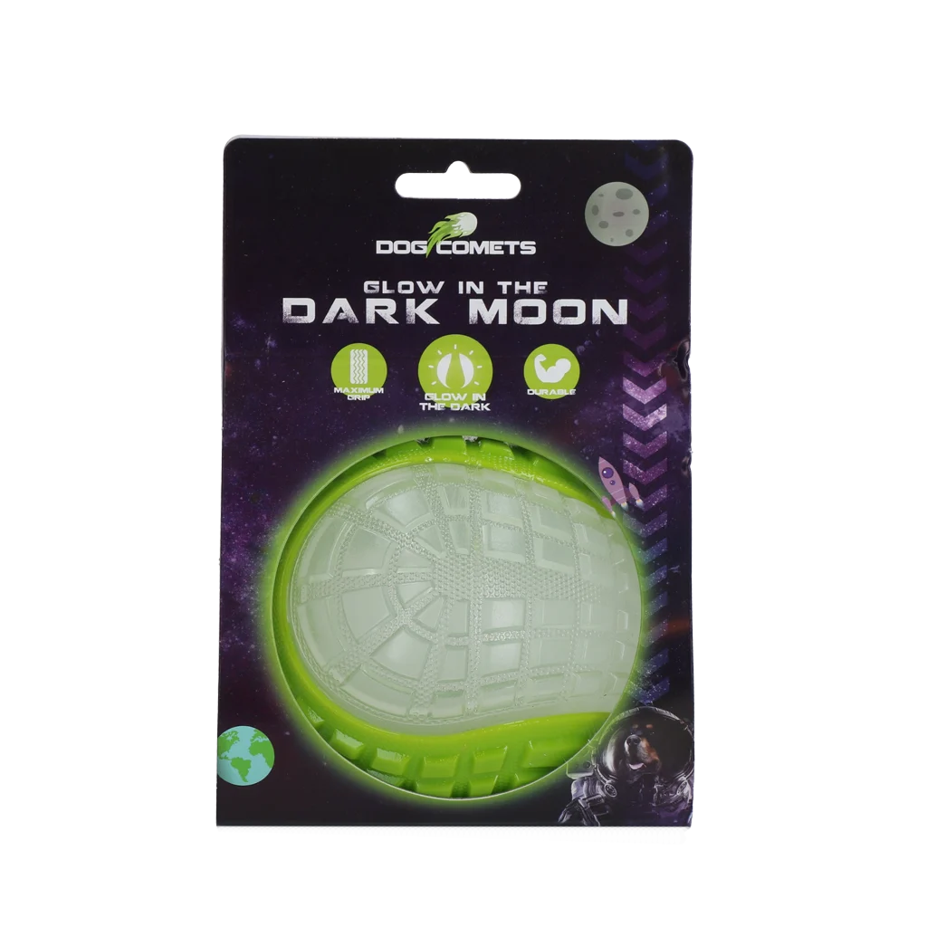 Leuchtender Hundeball mit Quietscher, L 10 cm, Grün – Dog Comets Glow In The Dark Moon Bal – Bild 1