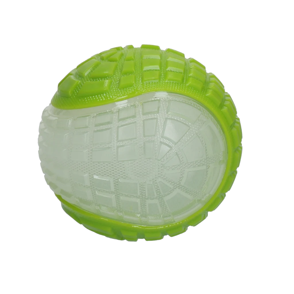Leuchtender Hundeball mit Quietscher, L 10 cm, Grün – Dog Comets Glow In The Dark Moon Bal – Bild 2