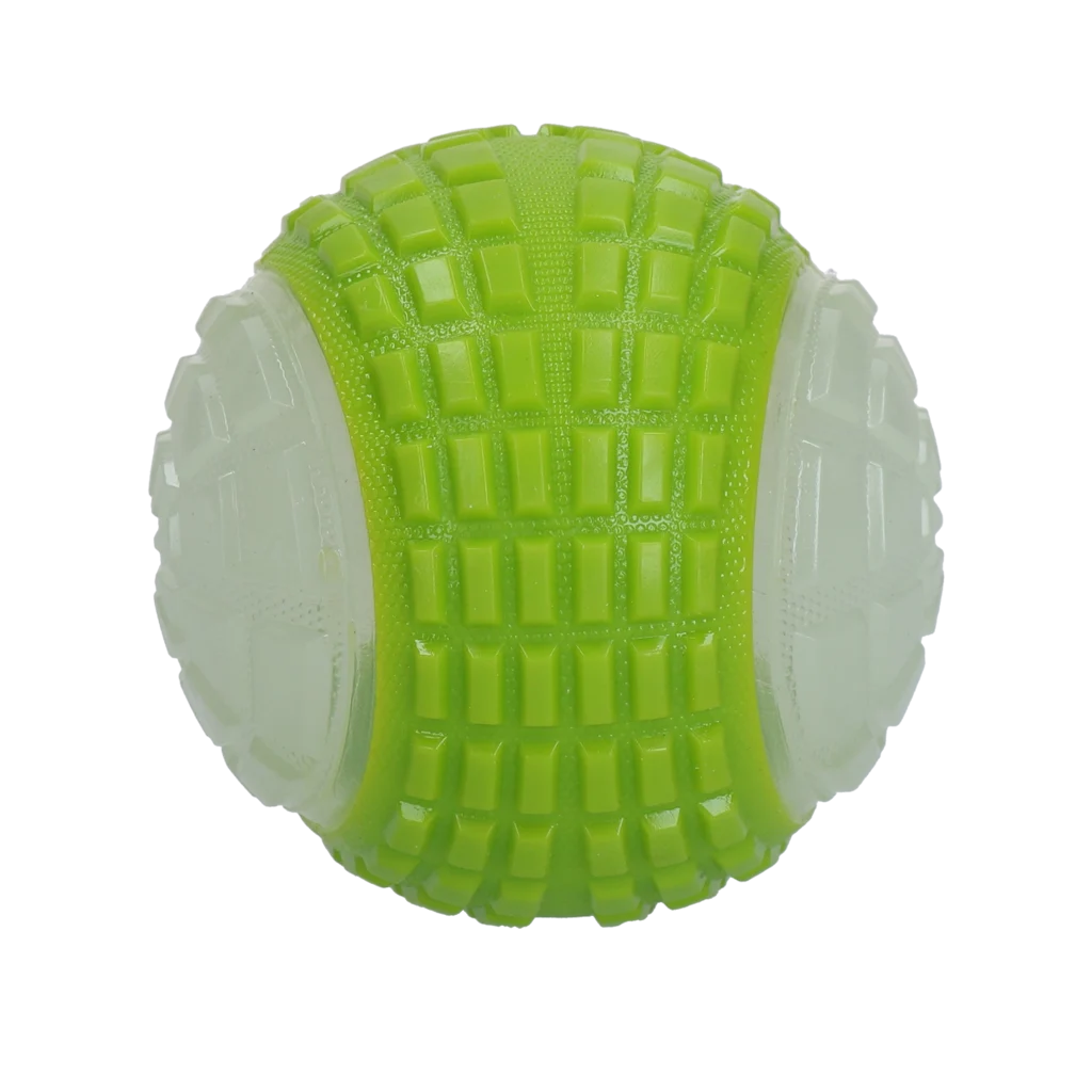 Leuchtender Hundeball mit Quietscher, L 10 cm, Grün – Dog Comets Glow In The Dark Moon Bal – Bild 3