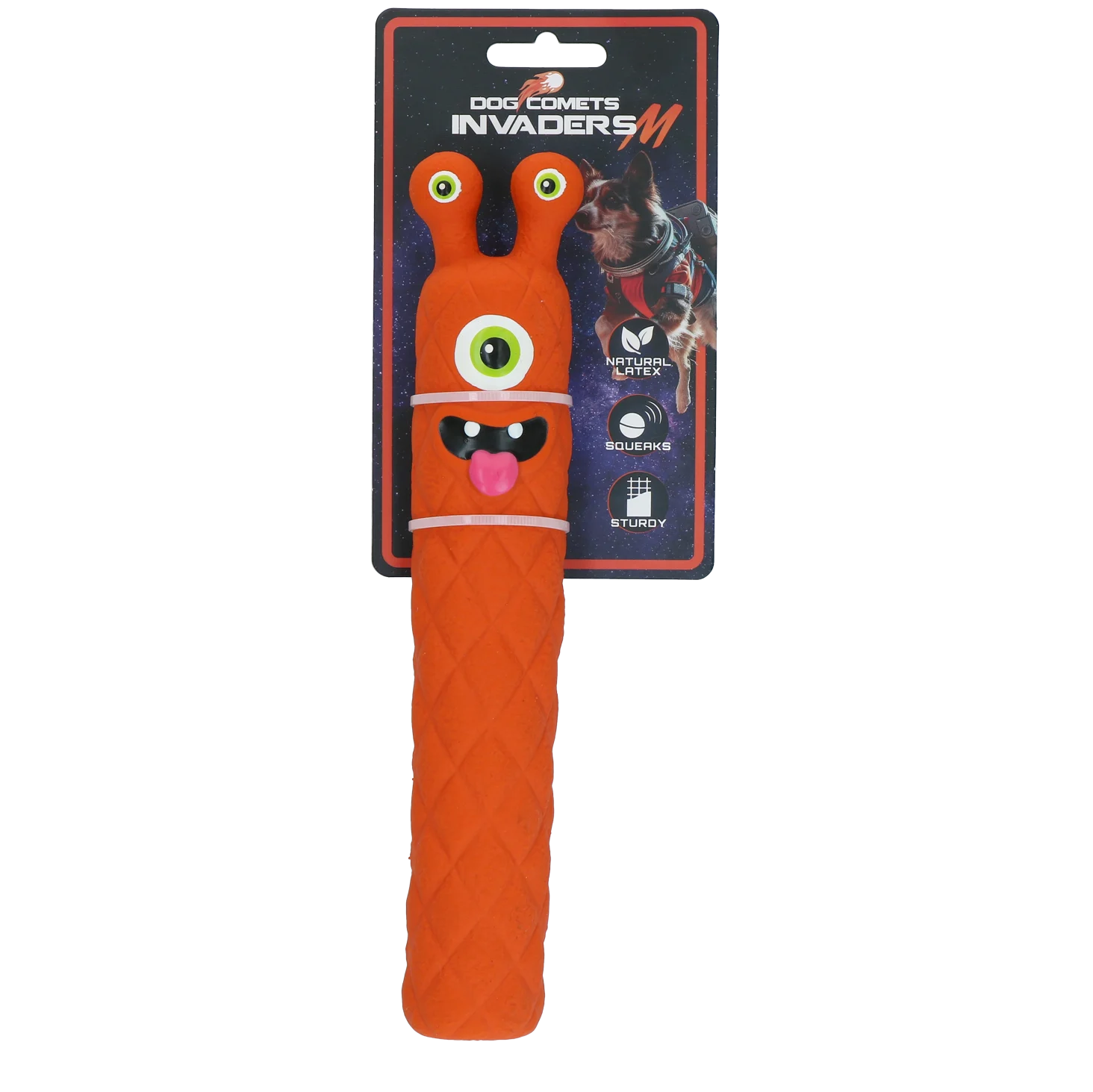 Latex Hundespielzeug mit Quietscher, Orange M – Dog Comets Latex Invaders – Bild 1