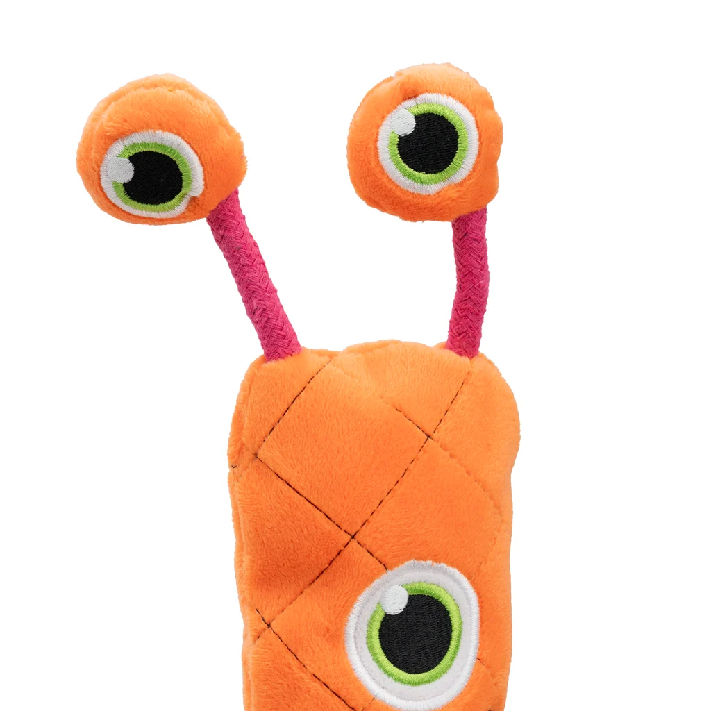 Großes Plüsch Kuscheltier für Hunde mit 3 Quietschern, Orange, 150 cm – Dog Comets Invaders XXL – Bild 6