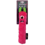 Plüsch Wurfstange für Hunde mit Quietscher, Rosa M, 22,5 cm – Dog Comets Invaders