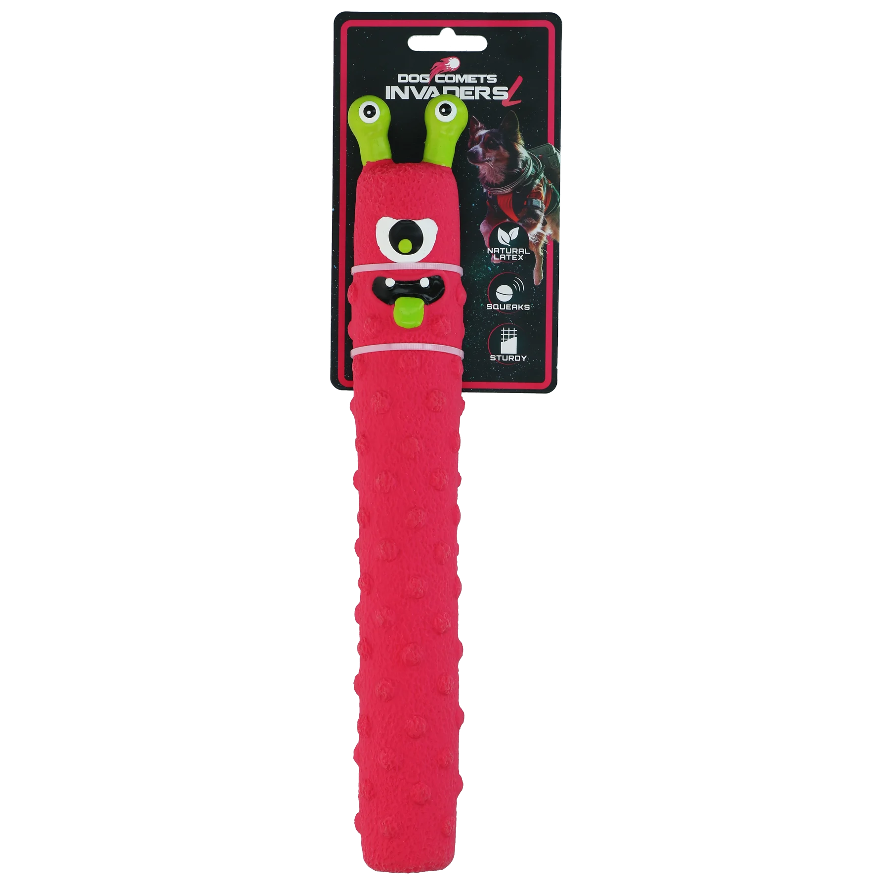 COME0182CL.png Latex Hundespielzeug mit Quietscher, Rosa L – Dog Comets Latex Invaders – Bild 1