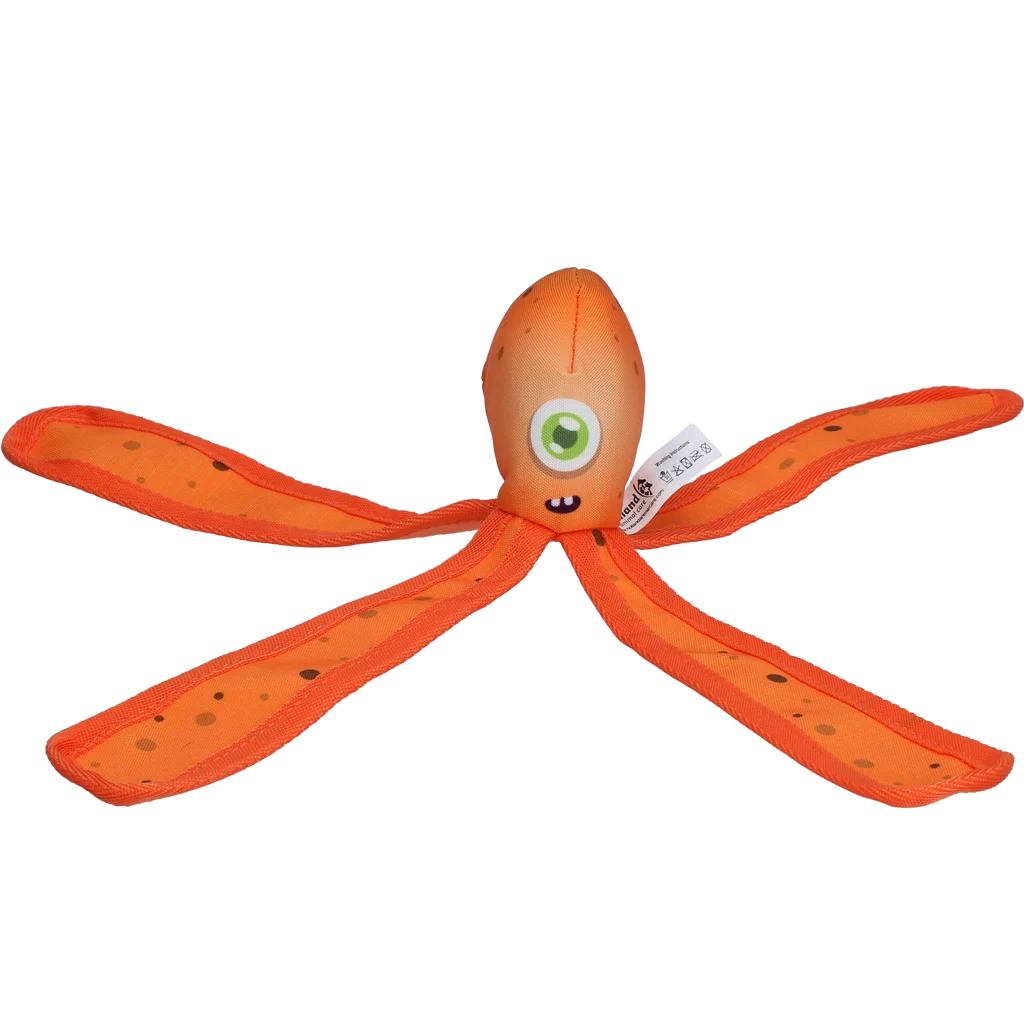 Hundespielzeug mit Quietsche und knisternden Tentakeln, M 28 cm, Orange – Dog Comets Alien Octo – Bild 2
