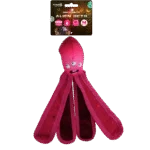 Hundespielzeug mit Quietscher und knisternden Tentakeln, 28 cm, Rosa – Dog Comets Alien Octo