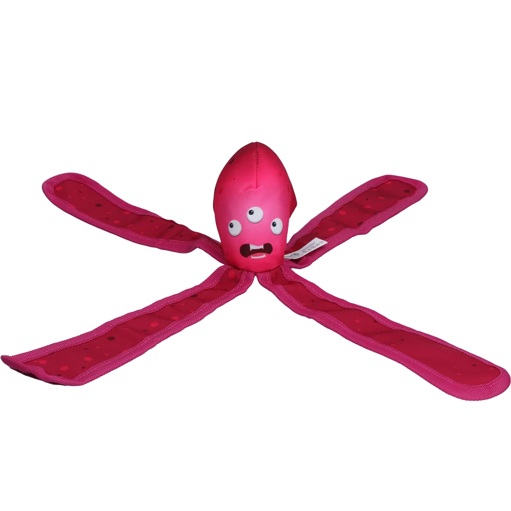 Hundespielzeug mit Quietscher und knisternden Tentakeln, L 37 cm, Rosa – Dog Comets Alien Octo – Bild 2
