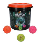 Hundebälle aus Gummi mit Eimer, 6 Stück M – Dog Comets Meteor Shower