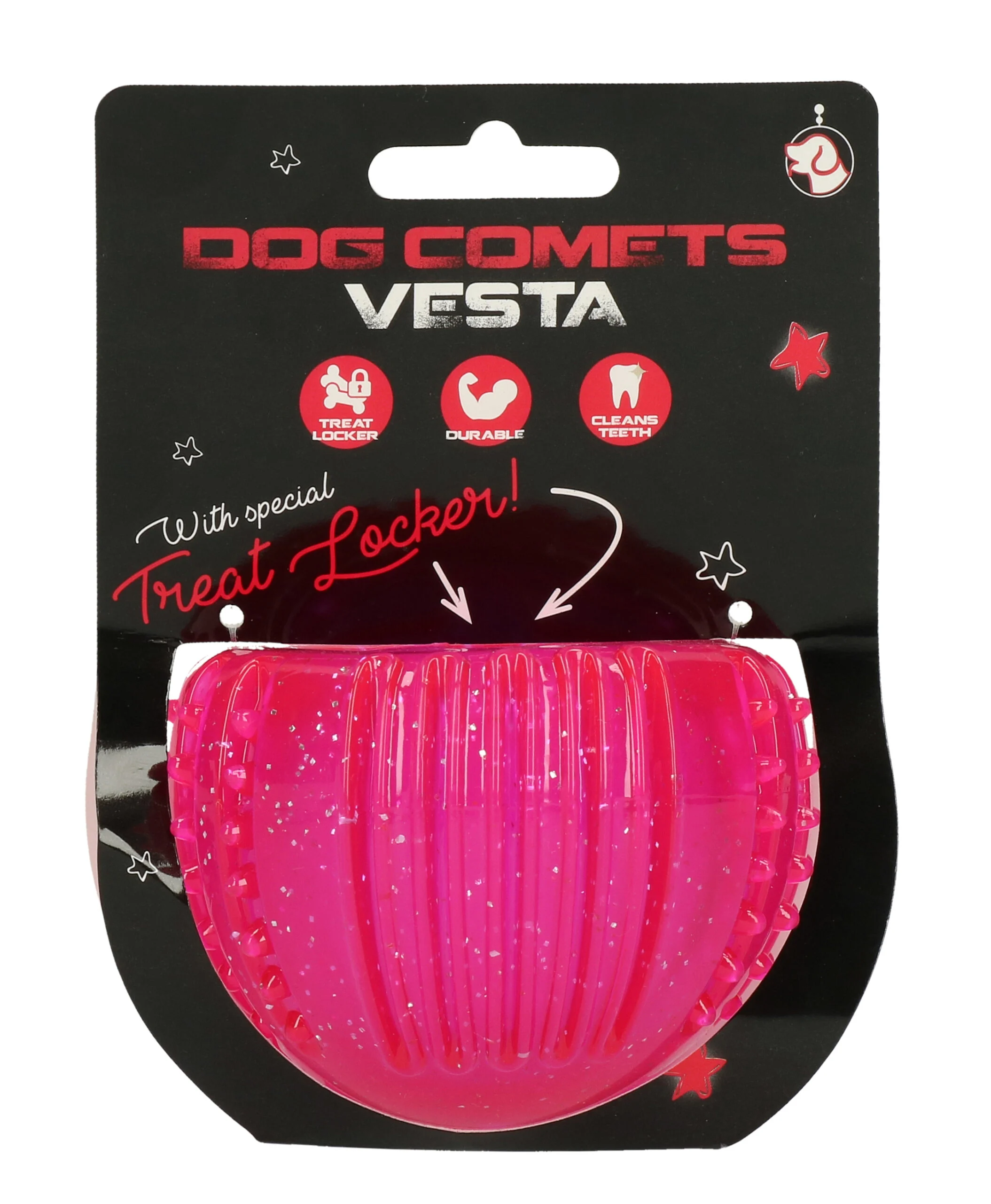 Belohnungsspielzeug aus TPR Gummi, Rosa, ø 7 cm – Dog Comets Ceres - Treat Locker – Bild 1