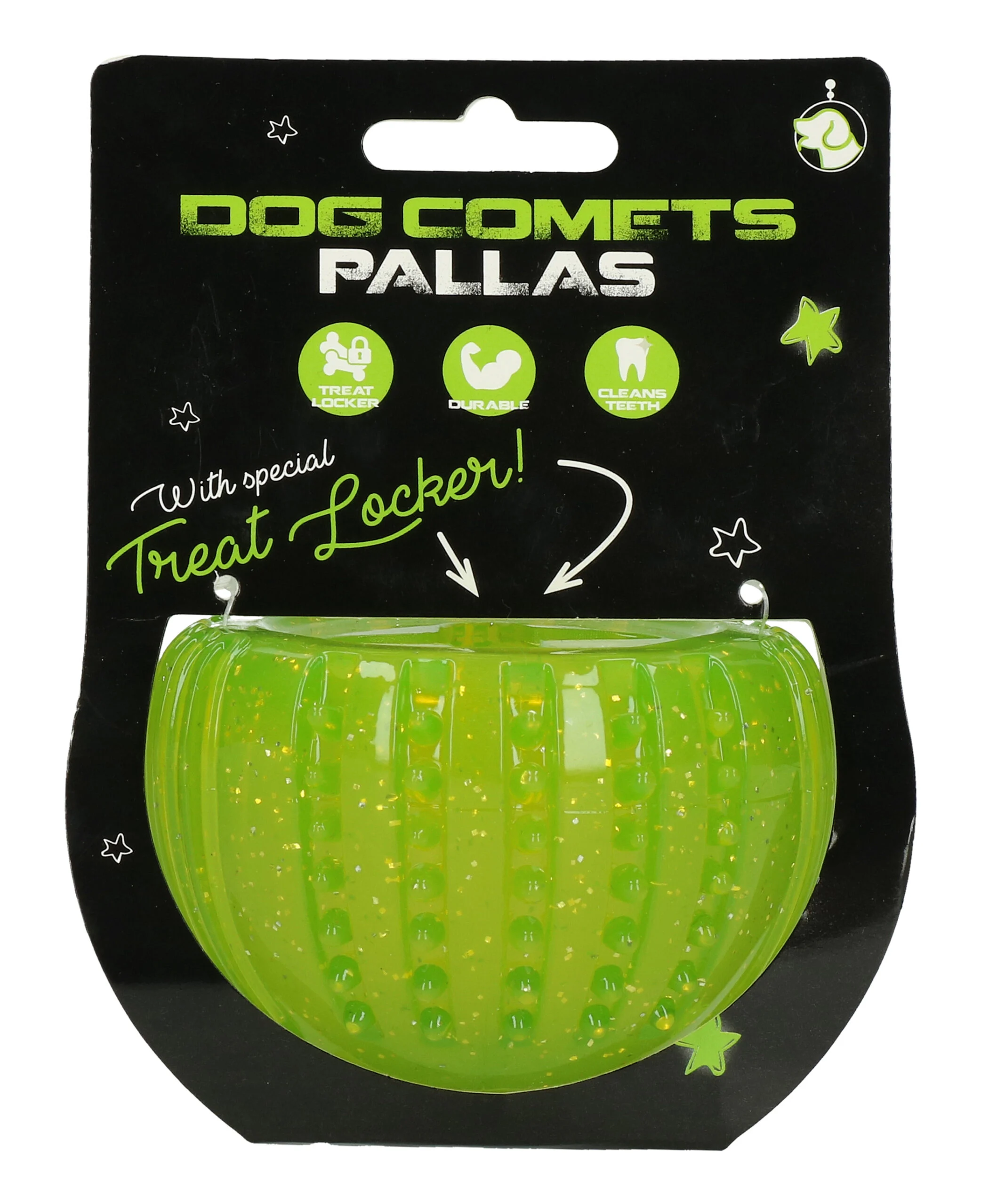 COME033.jpg Belohnungsspielzeug aus TPR Gummi, Grün, ø 7 cm – Dog Comets Ceres - Treat Locker – Bild 1
