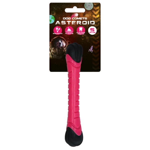 Wurfstab für Hunde mit Quietscher, 24 cm, Pink – Dog Comets Asteroid