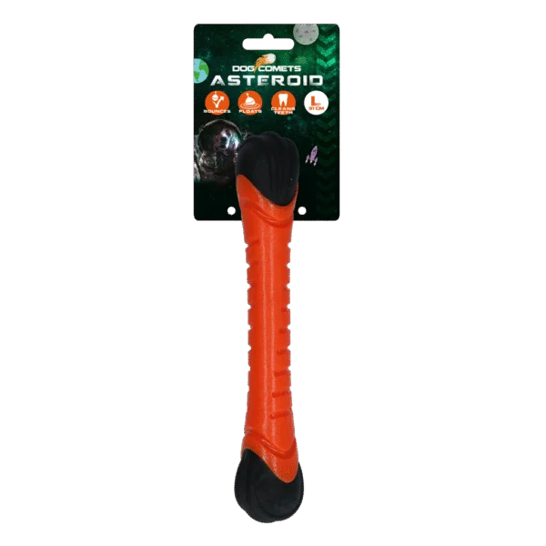 Wurfstick für Hunde mit Quietscher, 31 cm, Orange – Dog Comets Asteroid