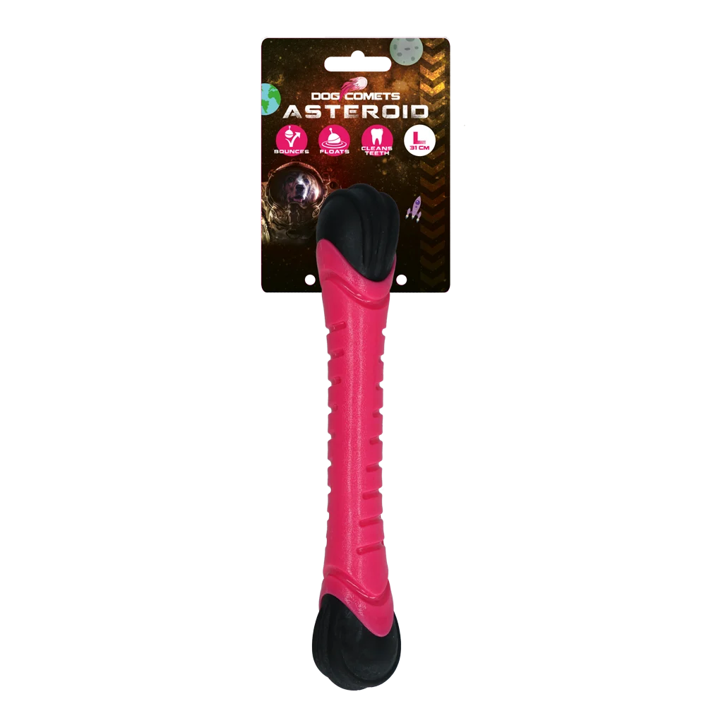 COME035E.png Wurfstock für Hunde mit Quietscher, 31 cm, Rosa – Dog Comets Asteroid – Bild 1