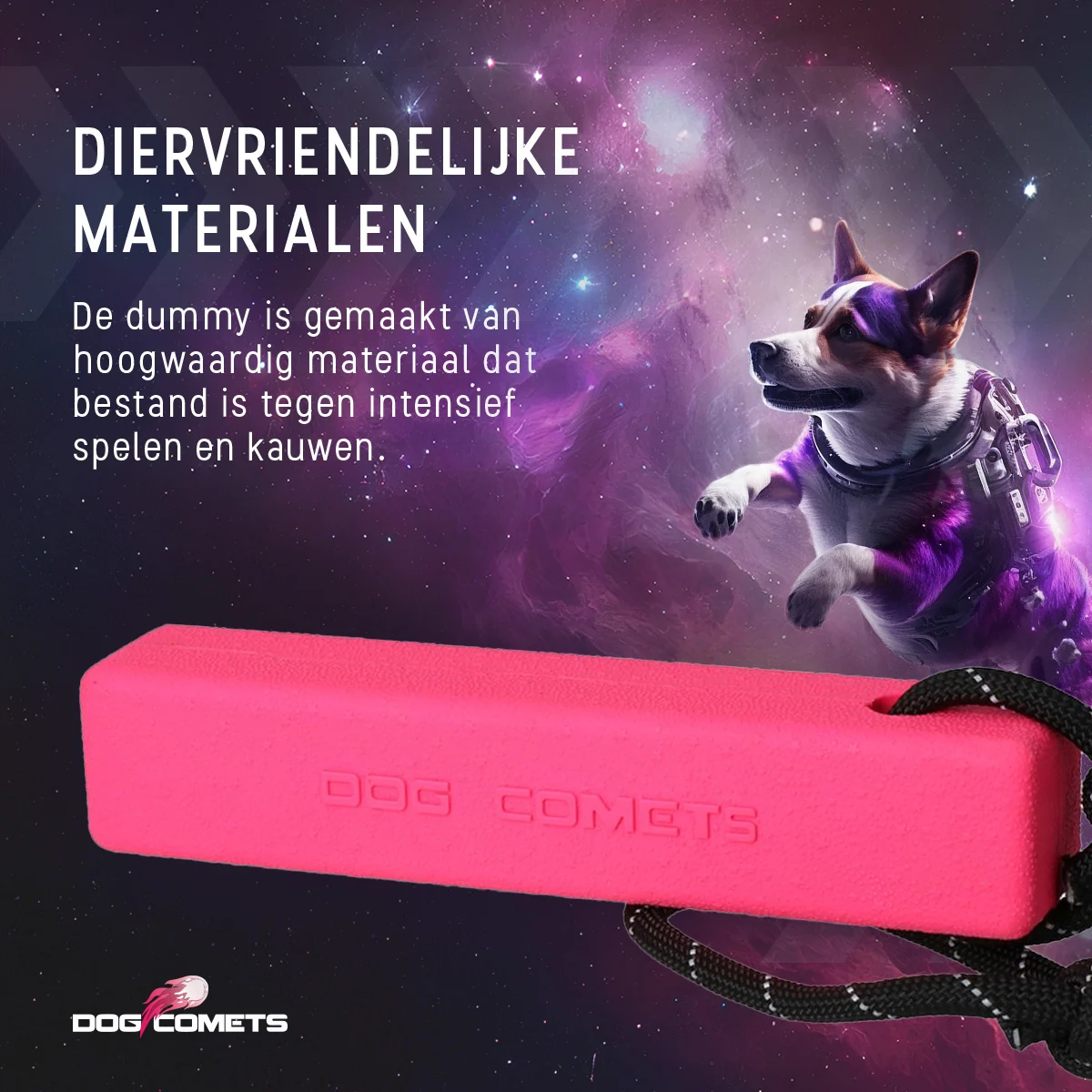 Apportierdummy mit Seil, schwimmfähig, 20 x 4 x 4 cm, Rosa – Dog Comets Orion – Bild 5