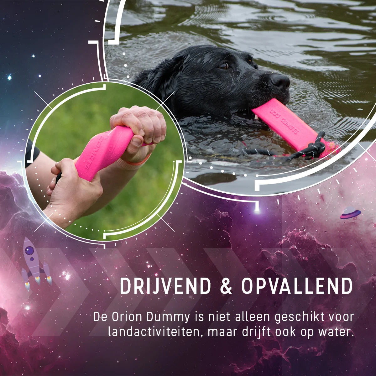 Apportierdummy mit Seil, schwimmfähig, 20 x 4 x 4 cm, Rosa – Dog Comets Orion – Bild 6