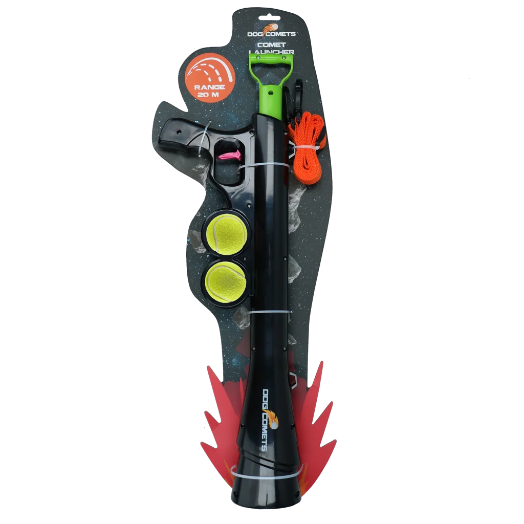 Ballwurfgerät für Hunde mit 2 Tennisbällen, Größe M, 61 × 18 cm – Dog Comets Comet Launcher – Bild 2